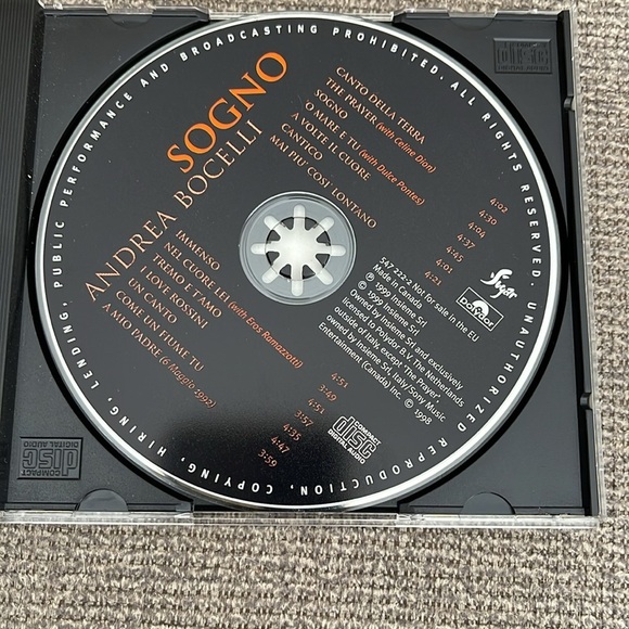 5/$25 Andrea Bocelli Sogno CD Vintage 1998 Classical Italian ft Celine Dion - Picture 3 of 5